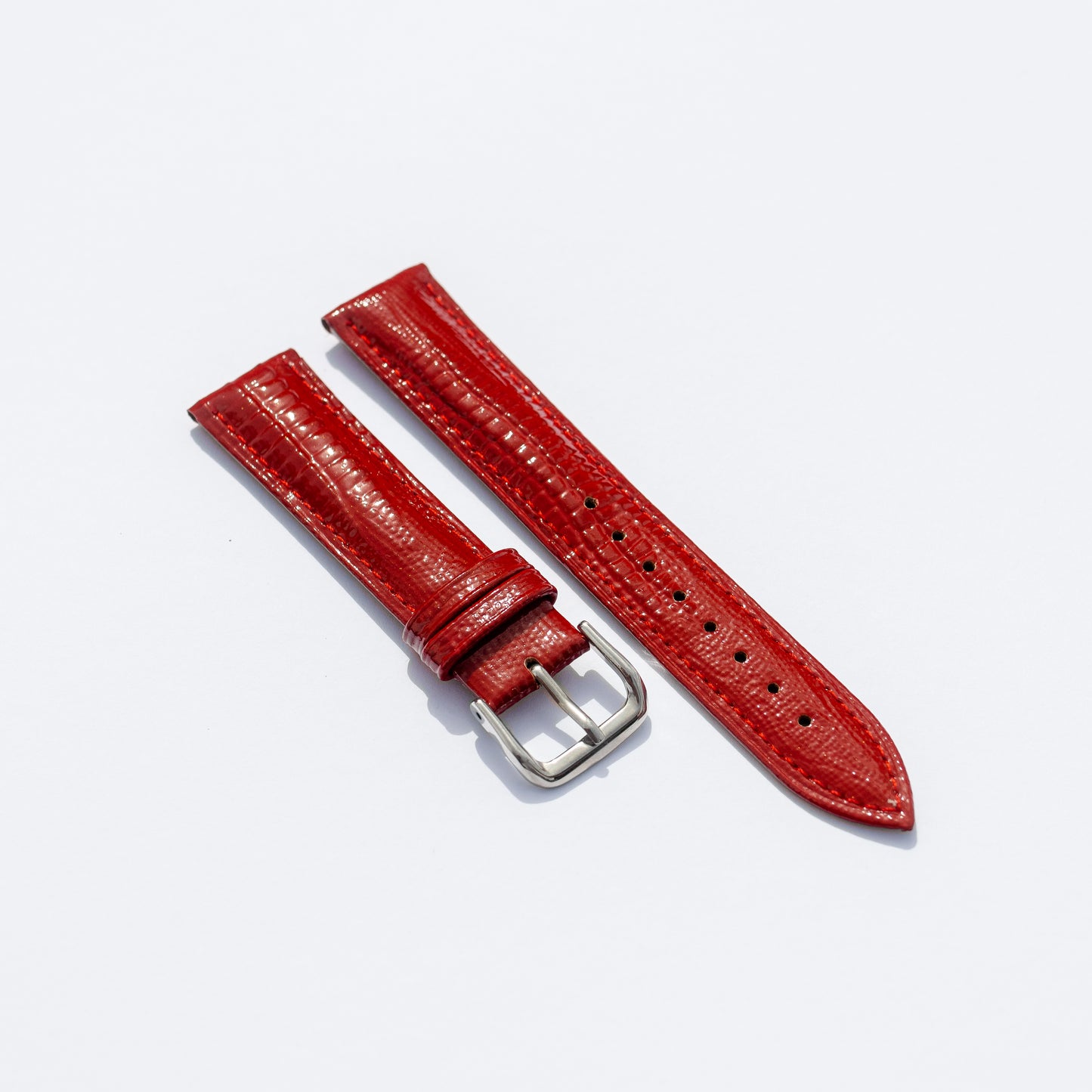 Rood leren hagedissen-look horlogebandje