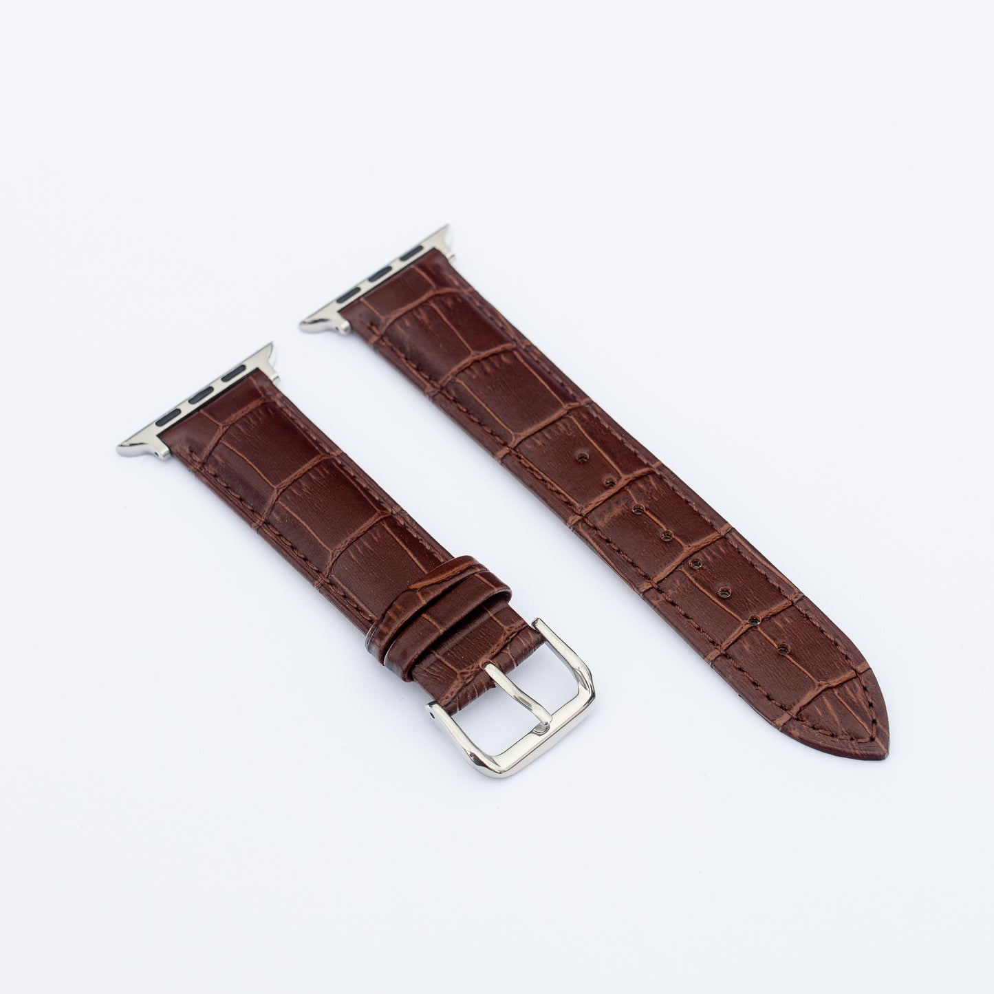 Donkerbruin leren Apple Watch croco-look horlogebandje