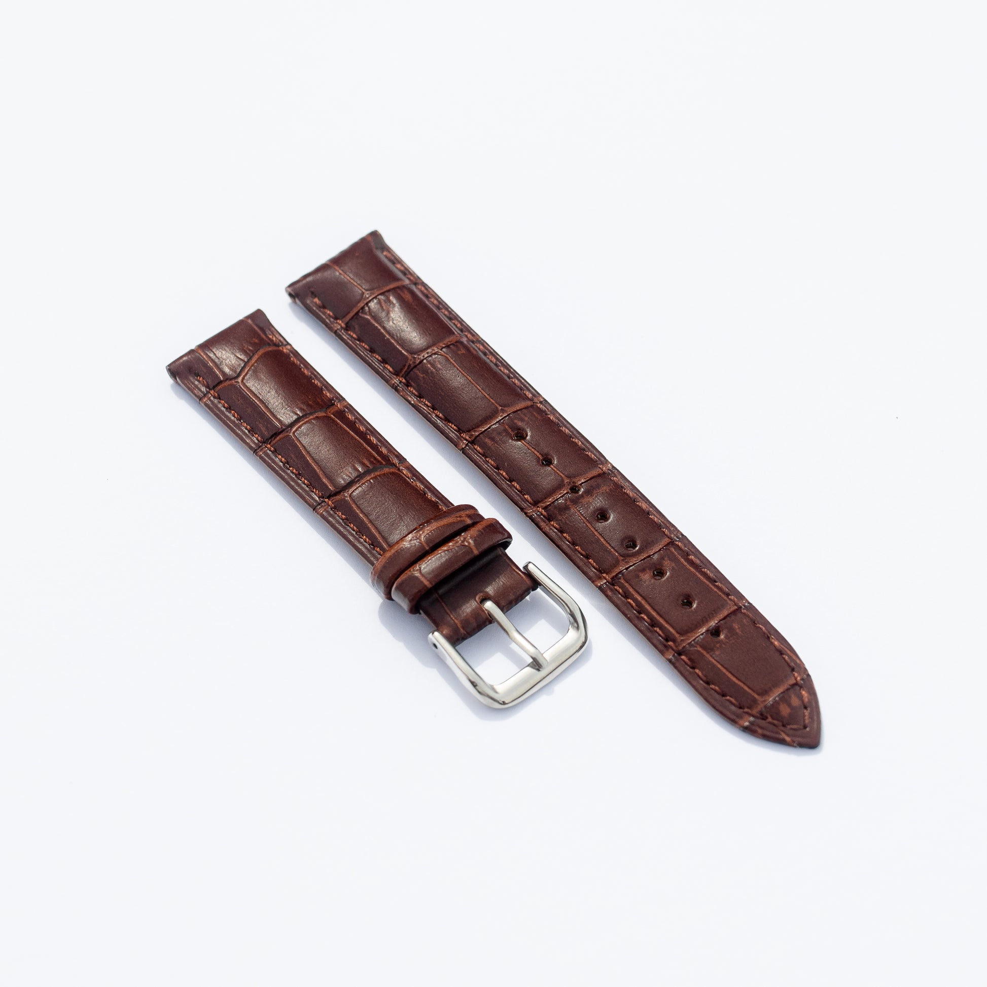 Donkerbruin leren croco-look horlogebandje